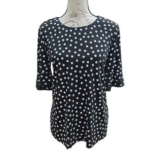 Karl Lagerfeld -631 Polka Dot Blouse 3/4‎ Sleeve Career Top Black White Small